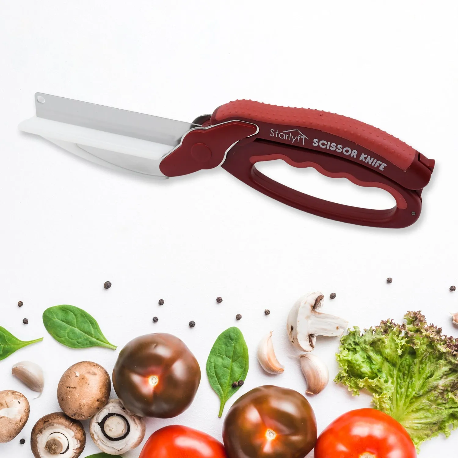 2 in 1 Kitchen Knife Scissor with Spring Locking Hinge and Chopping Board (1 Pc)