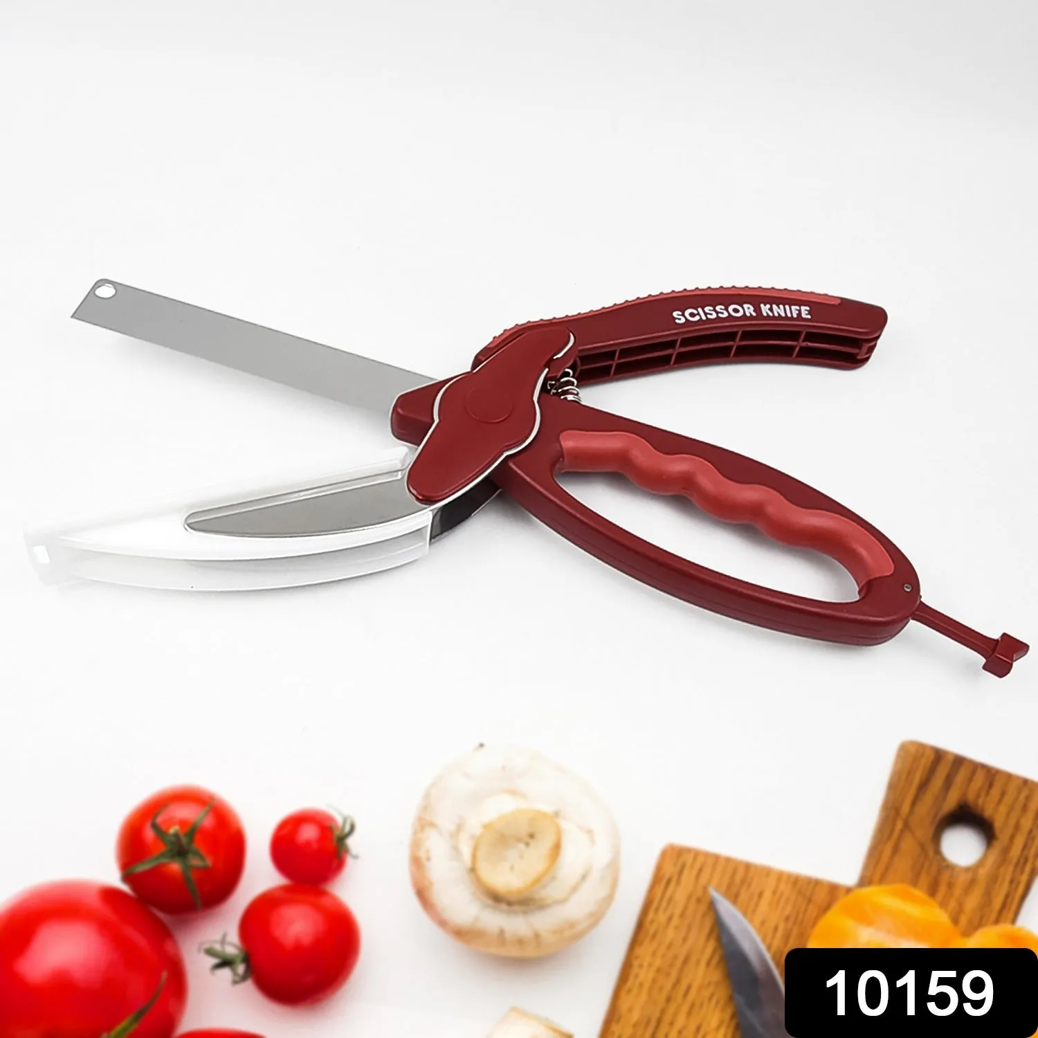 2 in 1 Kitchen Knife Scissor with Spring Locking Hinge and Chopping Board (1 Pc)