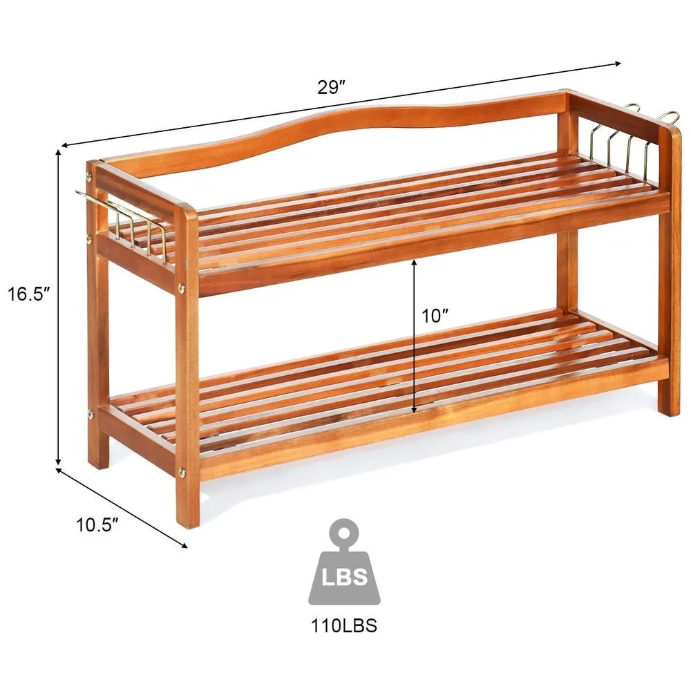 2-Tier Wood Shoe Rack Freestanding Shoe Storage Organizer This Shoe Rack is A Great Addition for Nearly Any Home As A Simple Home Storage