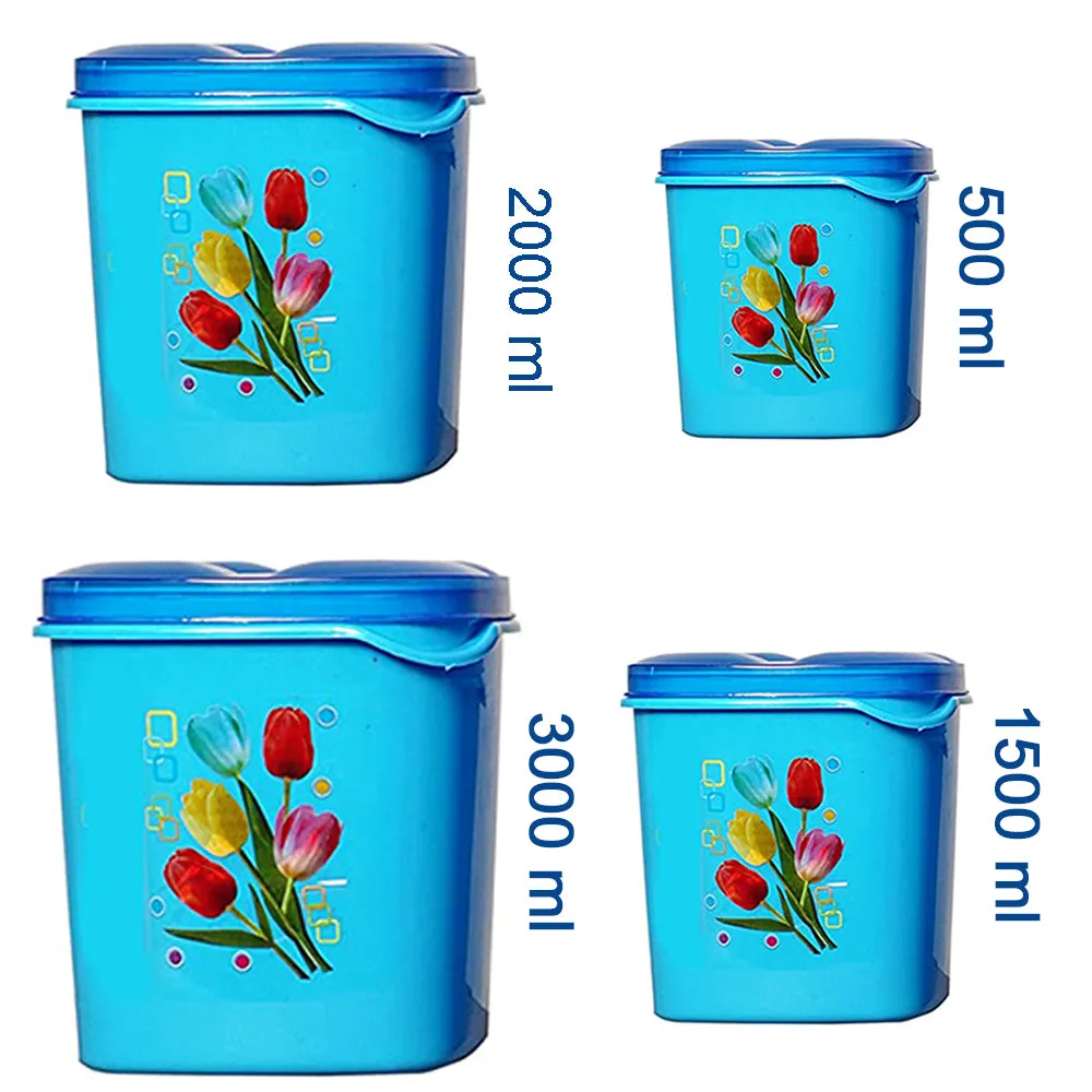 2239 Container Set For Kitchen Storage Airtight & Food Grade Plastic (Pack of 4) (3000ml,1500ml,1000ml,500ml)