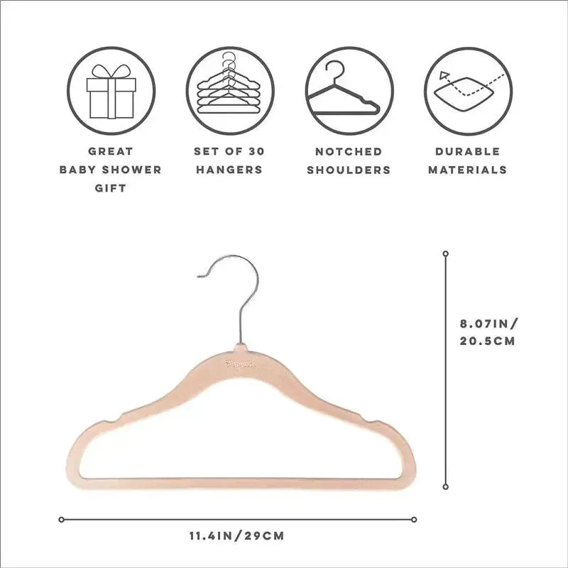 3 Sprouts - Velvet Baby Hangers, Non-Slip, Durable, Pack of 15, Hazelnut