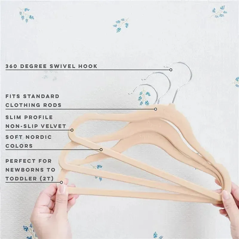 3 Sprouts - Velvet Baby Hangers, Non-Slip, Durable, Pack of 15, Hazelnut