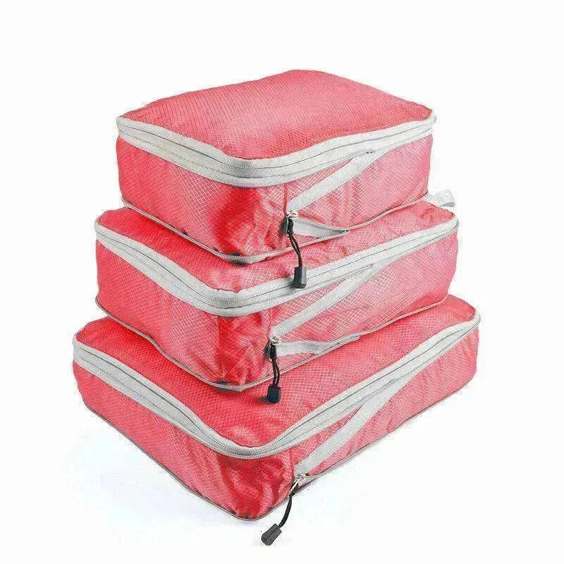 3Pcs Comp. Packing Cubes Expandable Travel Bags Organizer - Random Color