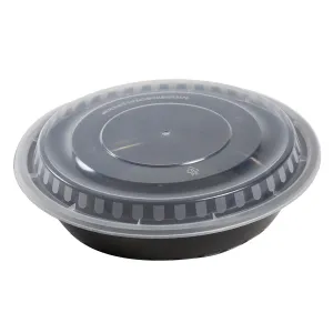 48 oz. Round Black Containers and Lids, Case of 150