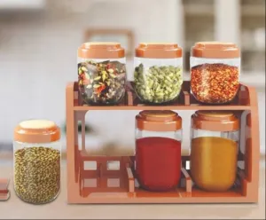 6 Spice Rack With Airtight Jars