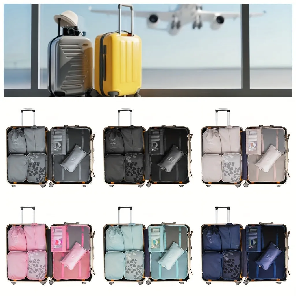 8PCS Oxford Compression Packing Cubes Set - Waterproof Travel Organizers with Wash Bag