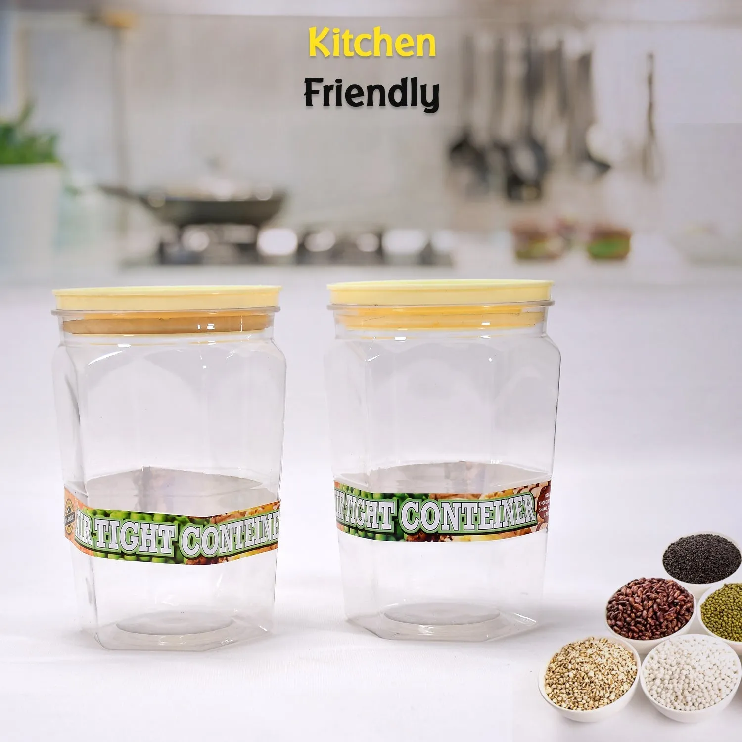 Air Tight Kitchen Storage Container for Rice | Dal | Atta, BPA-Free, Flour | Cereals | Snacks | Stackable | Modular, Round. (Approx - 1100Ml, Set of 2pcs)