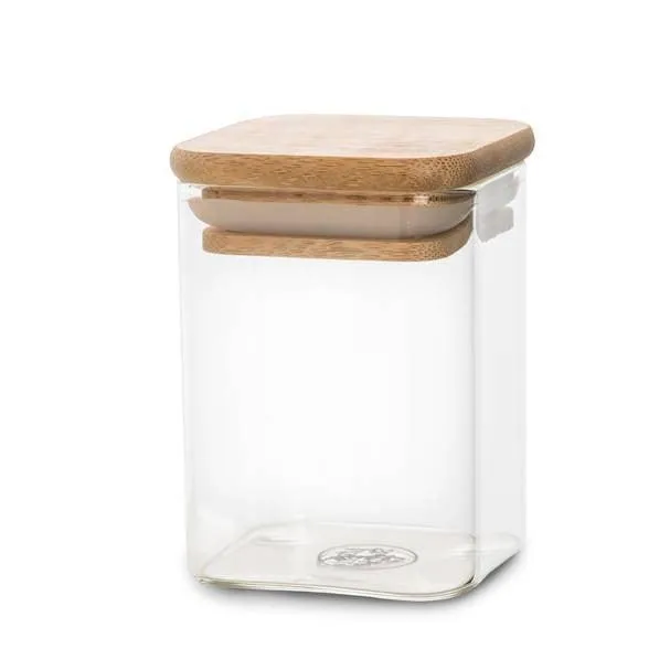 Bamboo Glass Herb & Spice Jars Square - 200ml