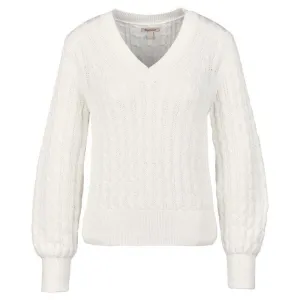 Barbour Primrose Ladies V-Neck Cable Knit - Cream