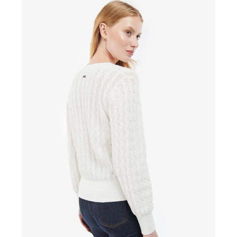 Barbour Primrose Ladies V-Neck Cable Knit - Cream