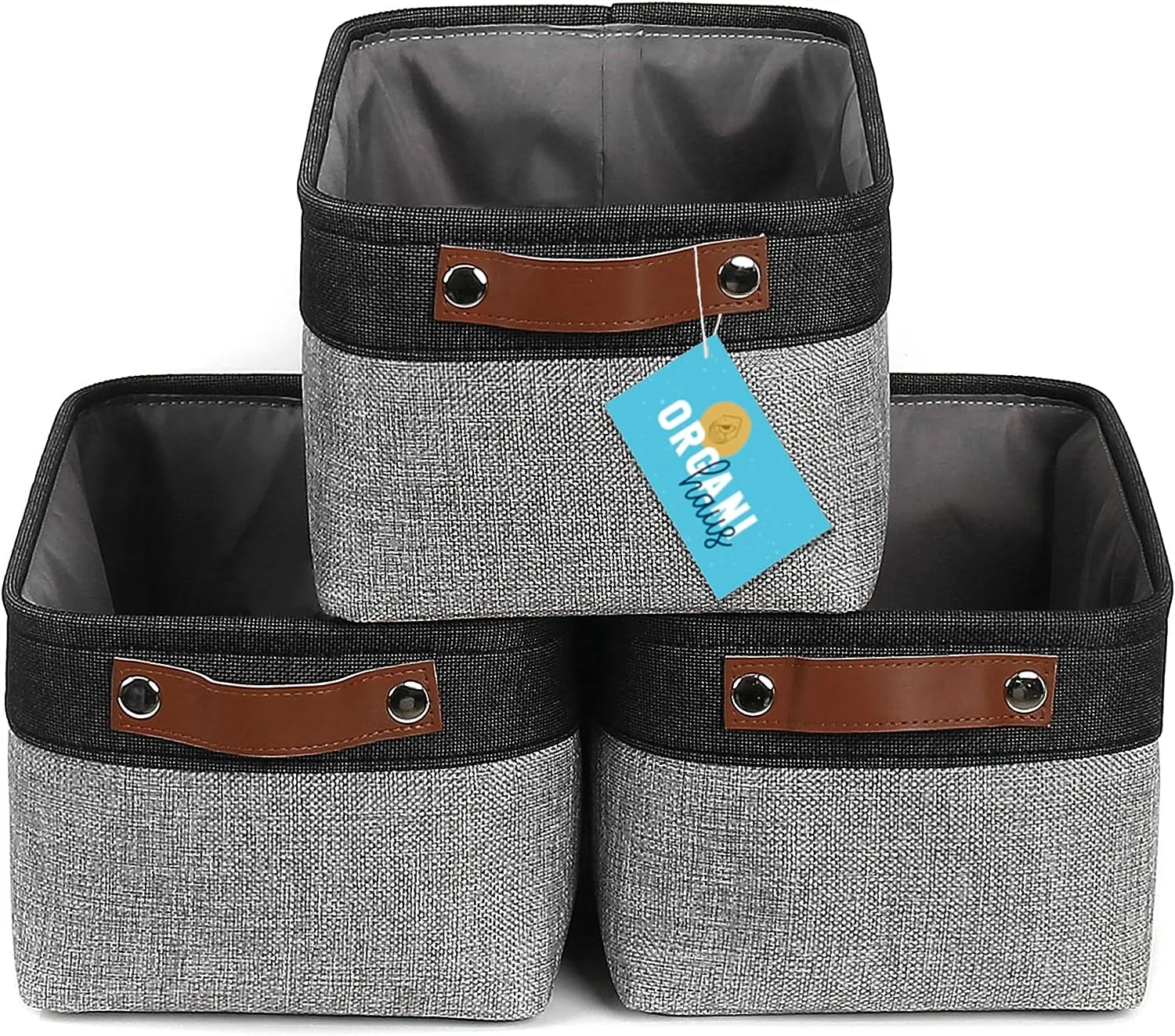 Blushbees® Medium Fabric Storage Baskets - 3 Pack (Navy Blue/White)