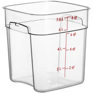 CAMBRO, POLYCARBONATE FOOD STORAGE SQUARE CONTAINER - RED 8 QT