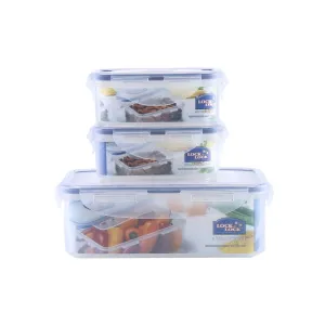 Classic 3pc Rectangular Blue Food Container Set 2.6L - Keep Your Food Fresh and Delicious