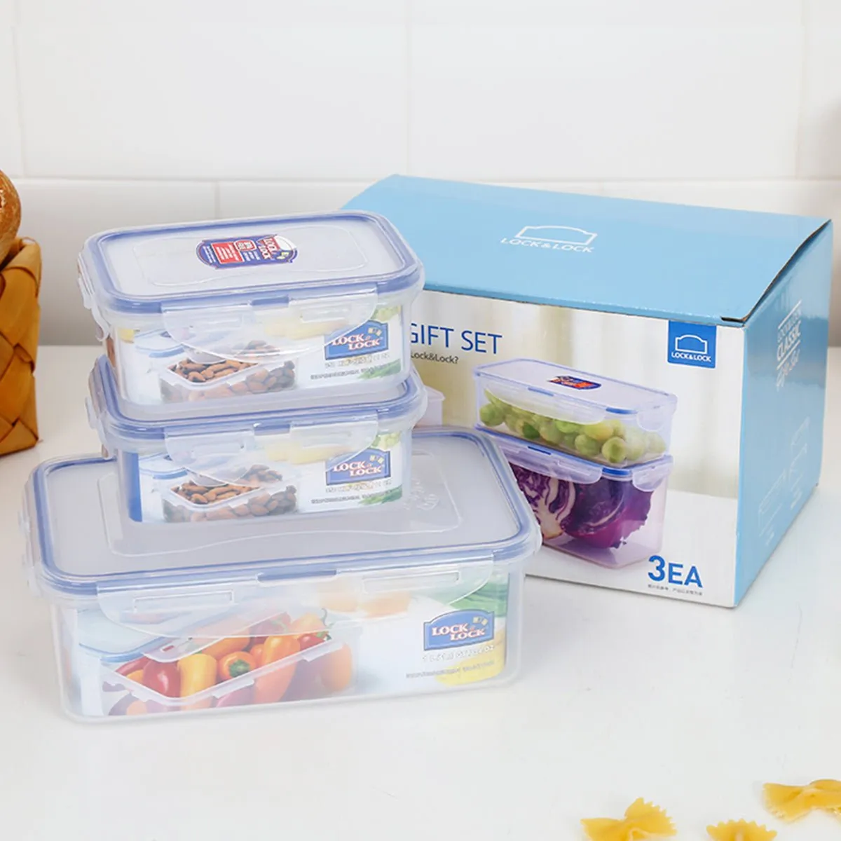 Classic 3pc Rectangular Blue Food Container Set 2.6L - Keep Your Food Fresh and Delicious