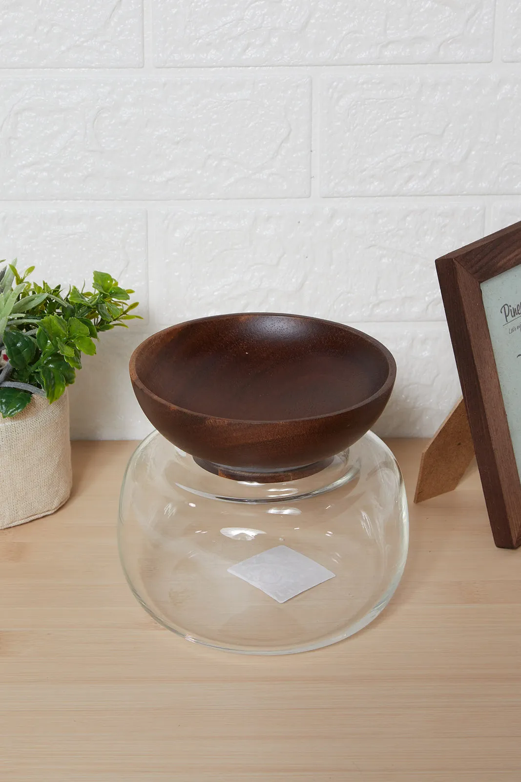 Clear Glass Plain Canister Jar With Wooden Lid