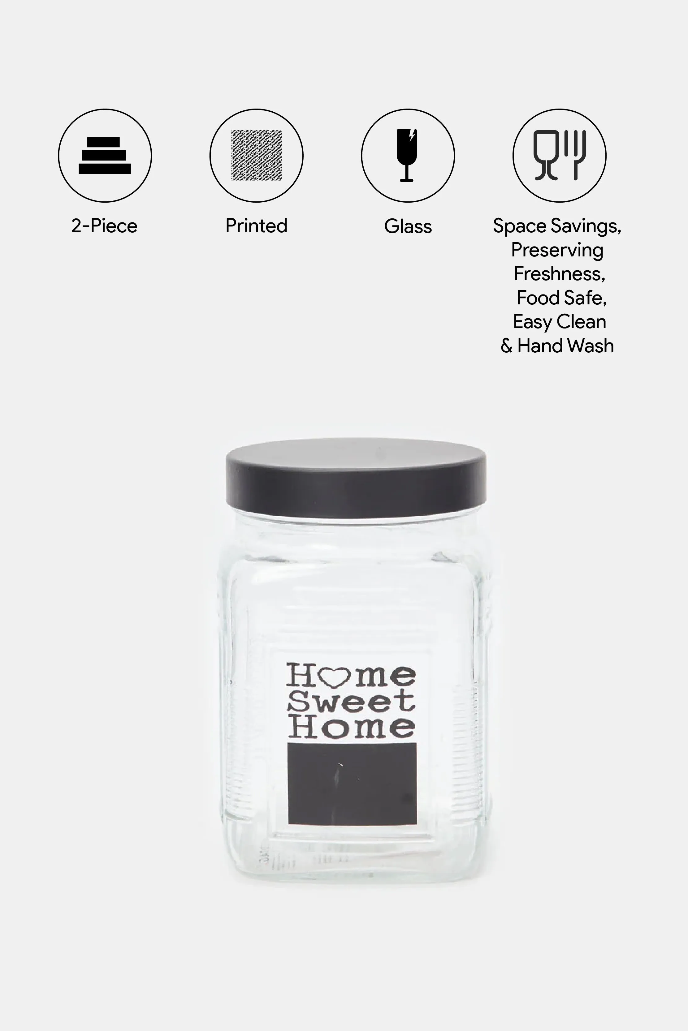 Clear Glass Printed Storage Jar (Small)