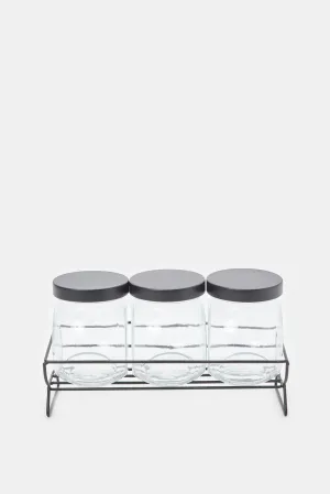 Clear Glass Storage Jar Set (4 Peice)