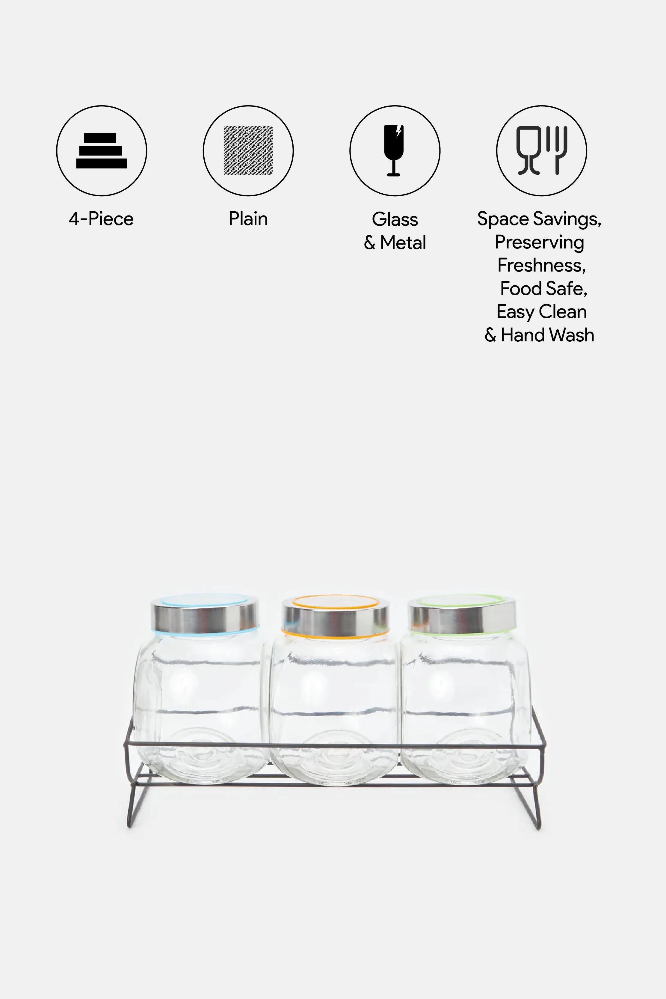 Clear Glass Storage Jar Set (4 Piece)