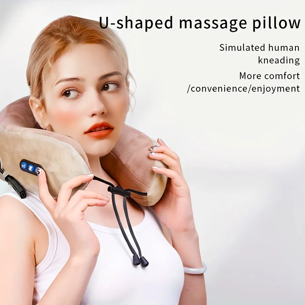 Convenient Multifunctional Electric Heating Massage Travel Neck Pillow Support