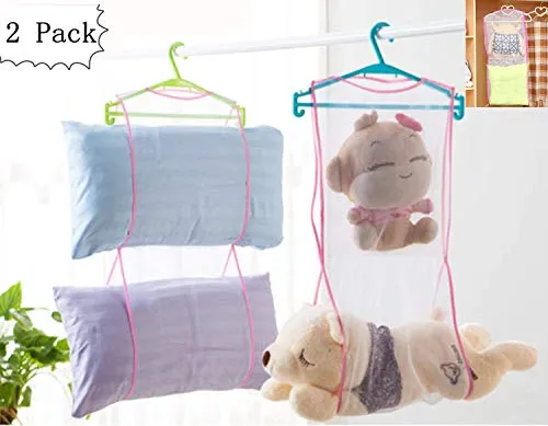 Cute Sleeping Pillow Pet Basking Holder Hanging Heavy Duty Space Saver Mesh Bags Shoe Dryer Basket Closet Storage Accessory Organizers Two Layer,2 Pack