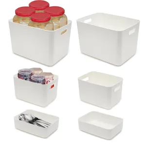 Durable Classified Plastic Storage Bins with Lids, 6-Piece