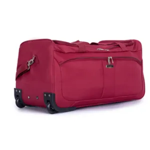 Eagle Unisex Wheeled Holdall Duffle Bag - Burgundy - Water-Resistant PU Base - Retractable Trolley Handle - Strong & Tough Travel Wheeled Bag, 1,000 Denier Polyester