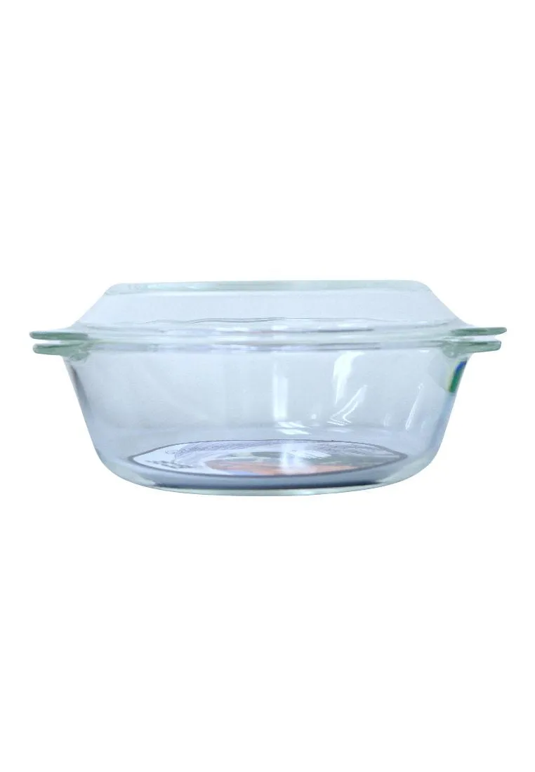 Edge Glass Round Casserole with Lid - Clear