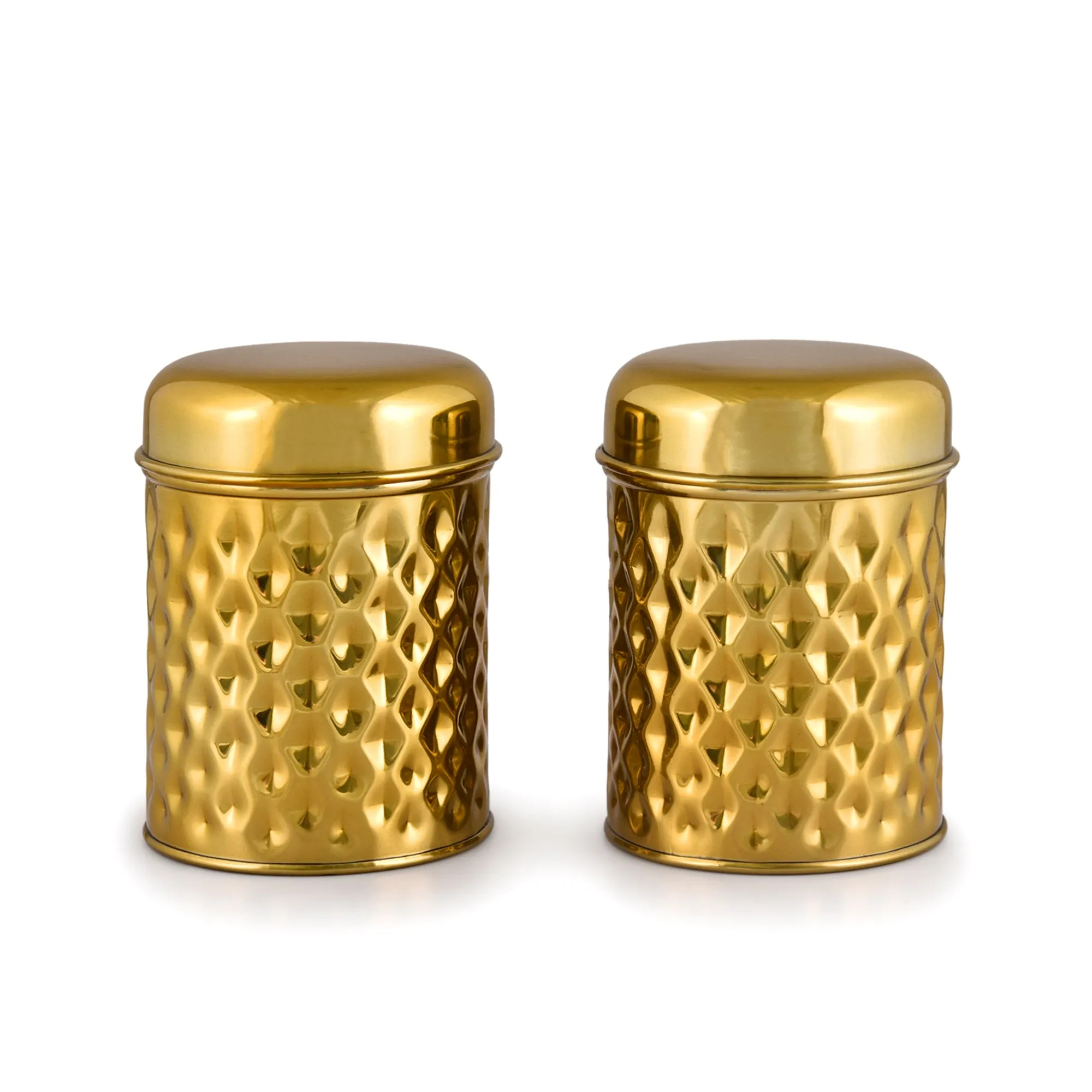 ELAN Glamour Stainless Steel Airtight Container, Set of 2 (Gold, 650 ml)