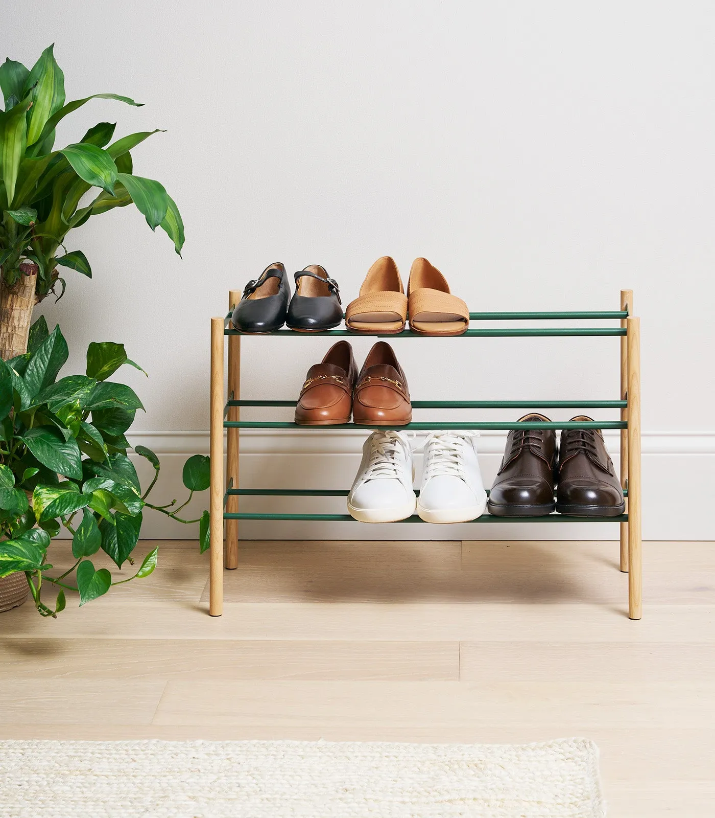 Expandable Shoe Rack (18" H)  - Steel - Forest Green