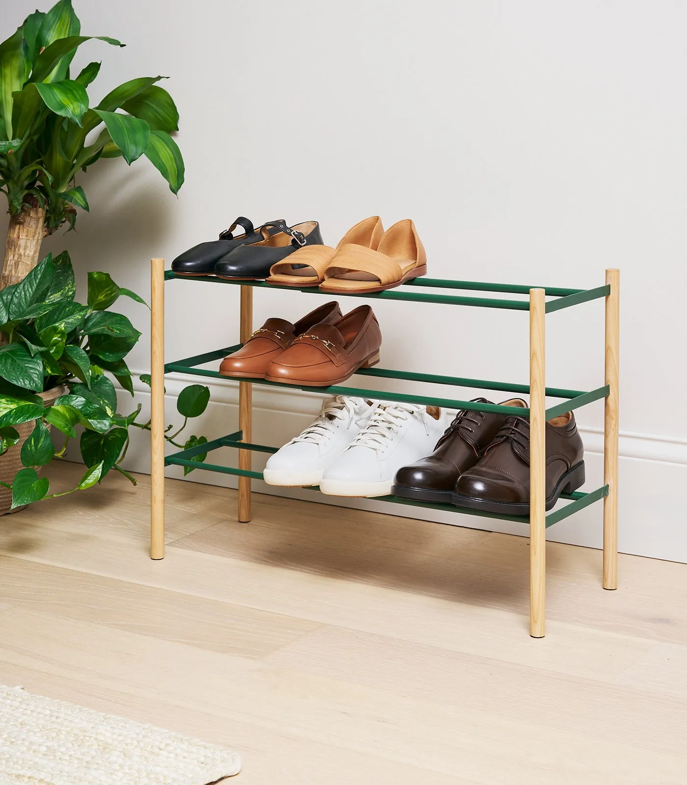 Expandable Shoe Rack (18" H)  - Steel - Forest Green