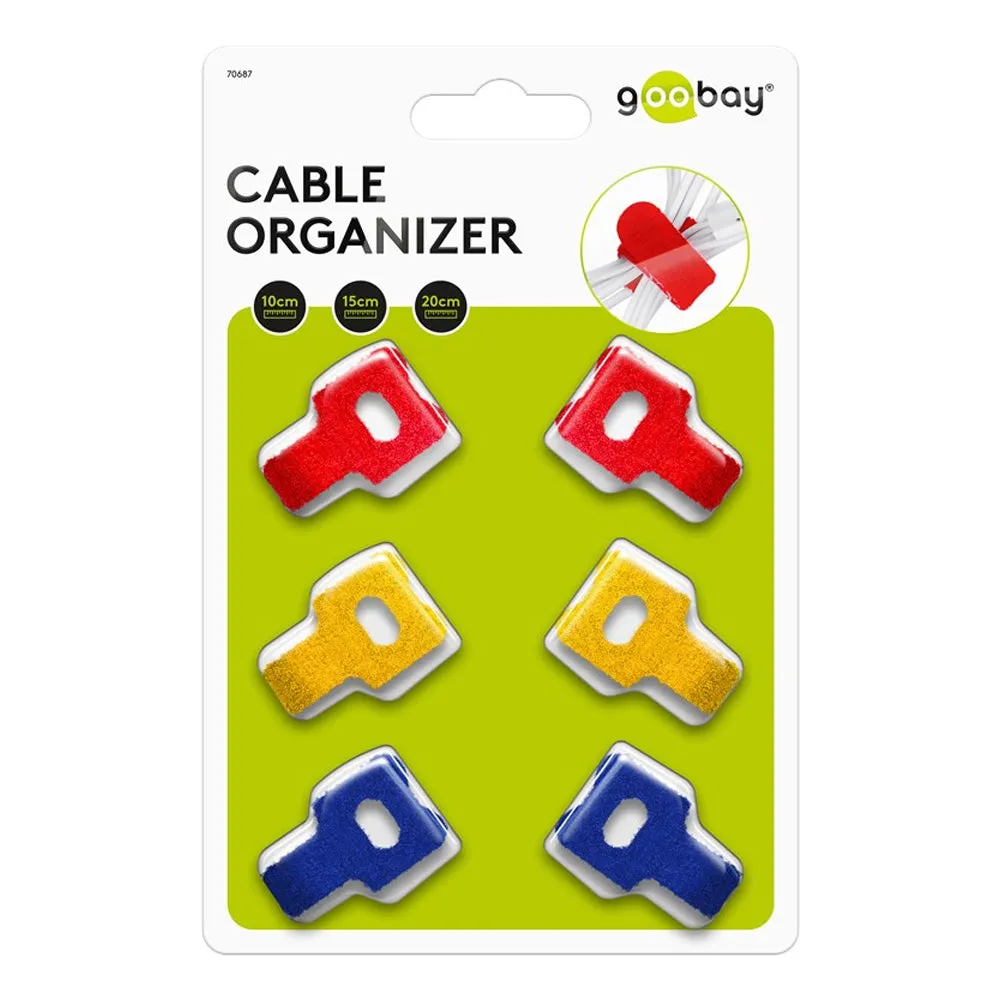 Goobay 6-Pieces Hook & Loop Fastener Cable Management Organisers