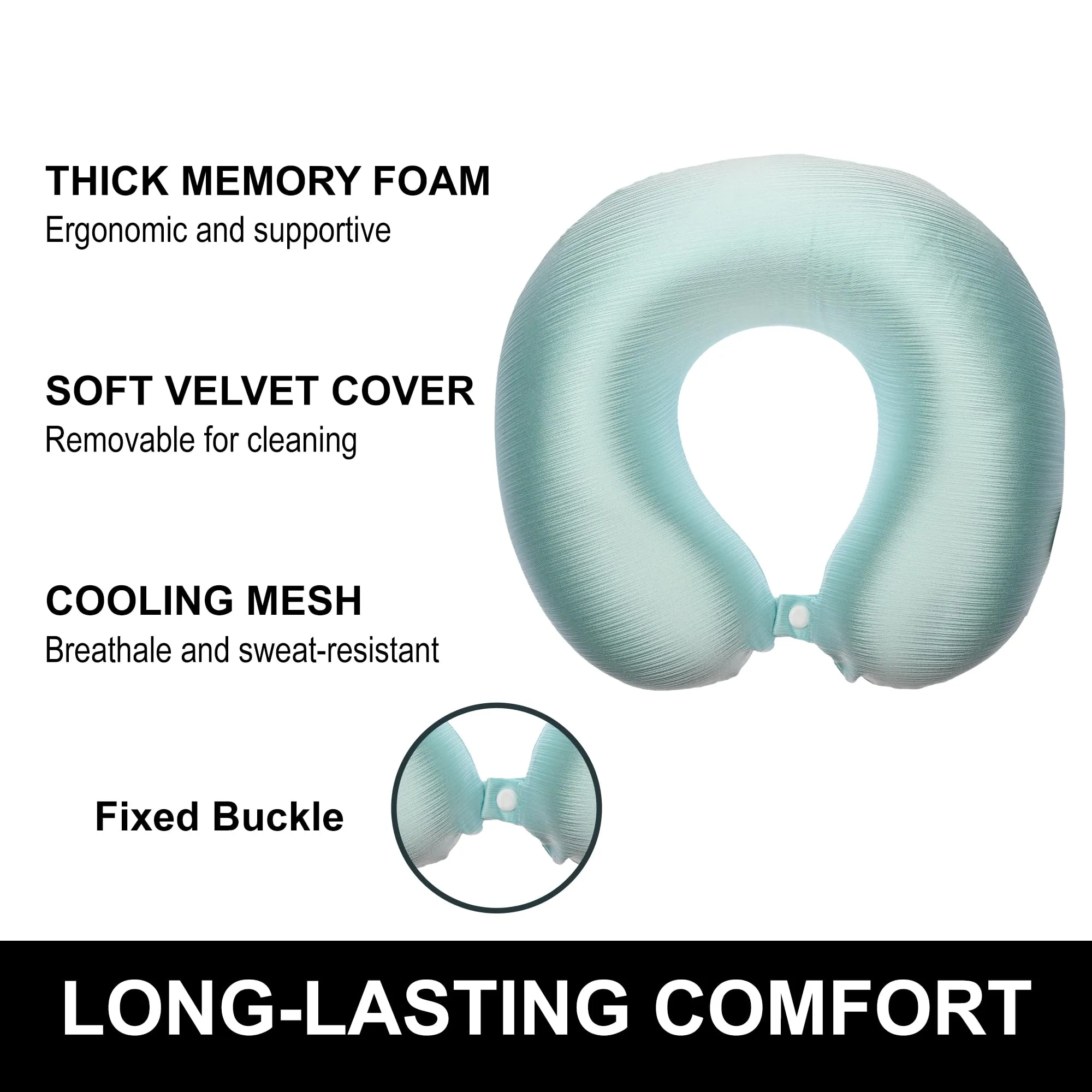 Homestic Soft Microfiber U Shaped Semicircular & Portable Sleeping Neck Pillow for Pain & Headrest | Neck Rest for Travel | Neck Band Supporter for Men's & Women's | U23001, Blue