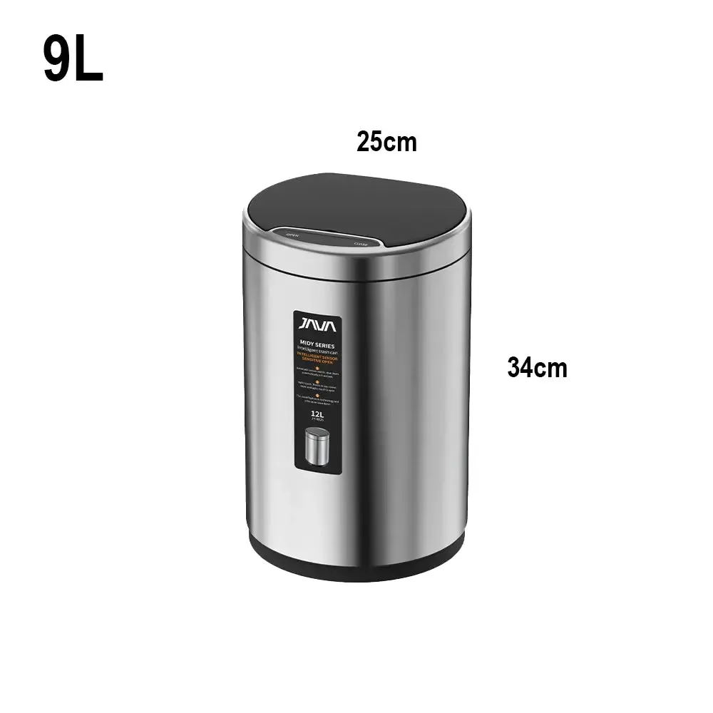 JAVA Dustbin | MIDY | JH8826 | 9L, 12L | Round Sensor Bin | Soft Closing | Waste Bin with USB wire