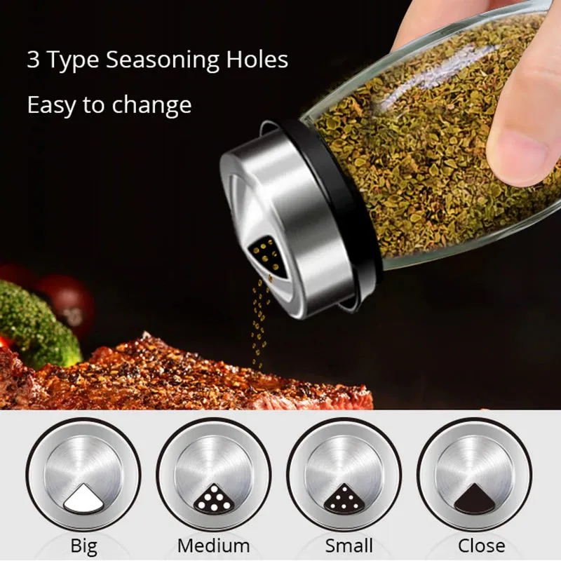 Kitchen Spice and Seasoning Jar Set with Rotating Holder for Condiments, Salt, Pepper, and Sprays - Organized Storage Rack```