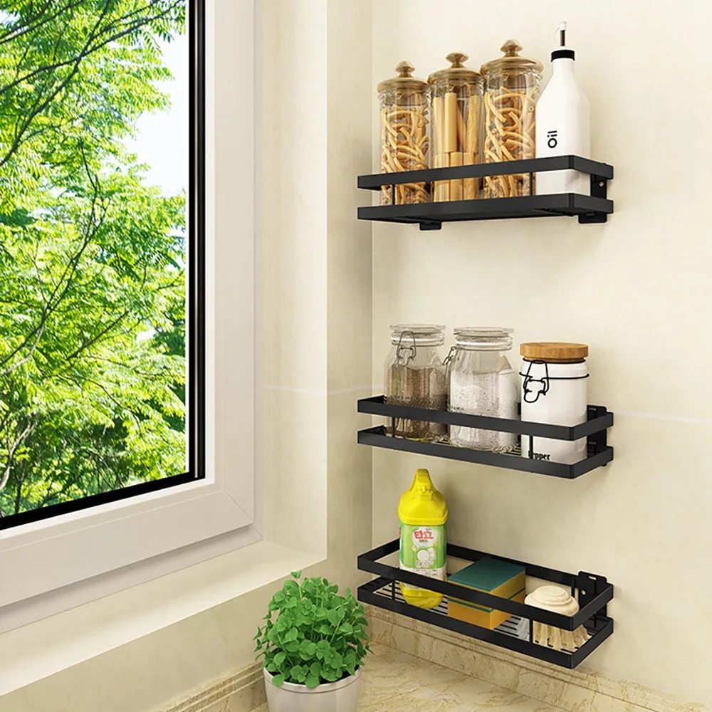 Kitchen Wall Mount Bracket Holder Wall Storage Shelf For Spice Jar