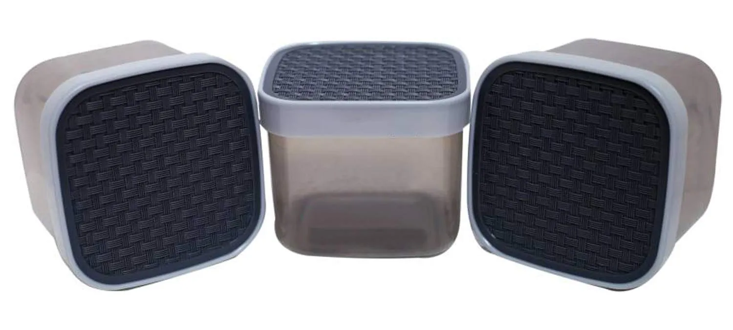 Kuber Industries 3 Piece Plastic Multipurpose Storage Container Set, Grey, Standard (CTKTC02292)