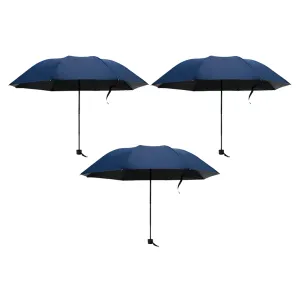 Kuber Industries Pack of 3 Umbrella for Men and Women | 3 Fold Auto Open Windproof Umbrellas for Rain | Compact Travel Umbrella For Women | Umbrella For Sun Protection | Blue