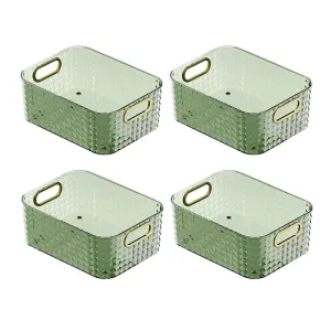 Kuber Industries Pack of 4 Multipurpose Portable Storage Container| Pantry Organise Basket | Organizer For Kitchen bathroom Accessories | Vanity Bins for Desktop Cosmetic-Storage | Dark Green