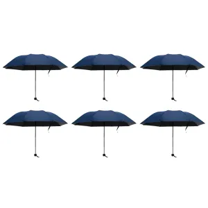 Kuber Industries Pack of 6 Umbrella for Men and Women | 3 Fold Auto Open Windproof Umbrellas for Rain | Compact Travel Umbrella For Women | Umbrella For Sun Protection | Blue