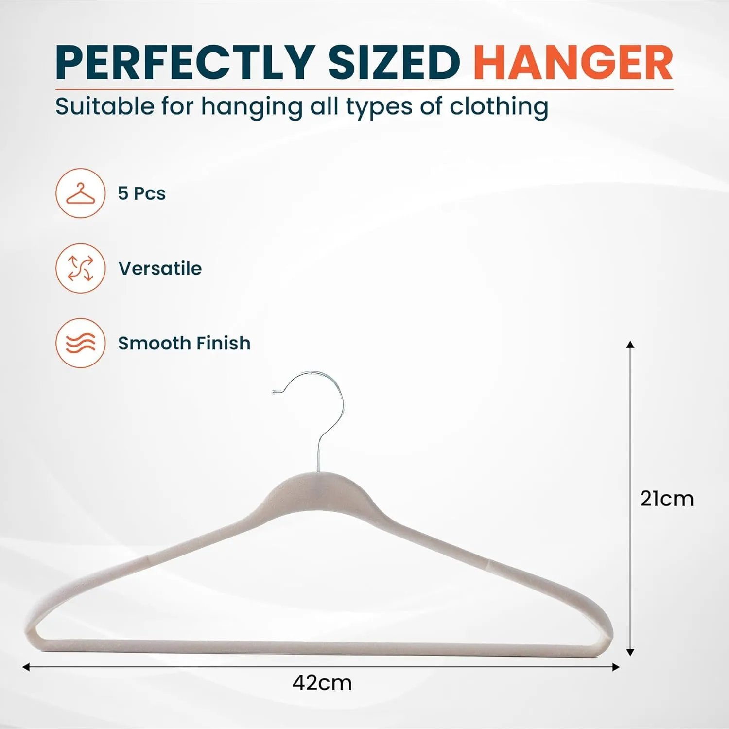 Kuber IndustriesVelvet Cloth Hanger Set of 30 with Chromed Plated Steel Hook|GREY|