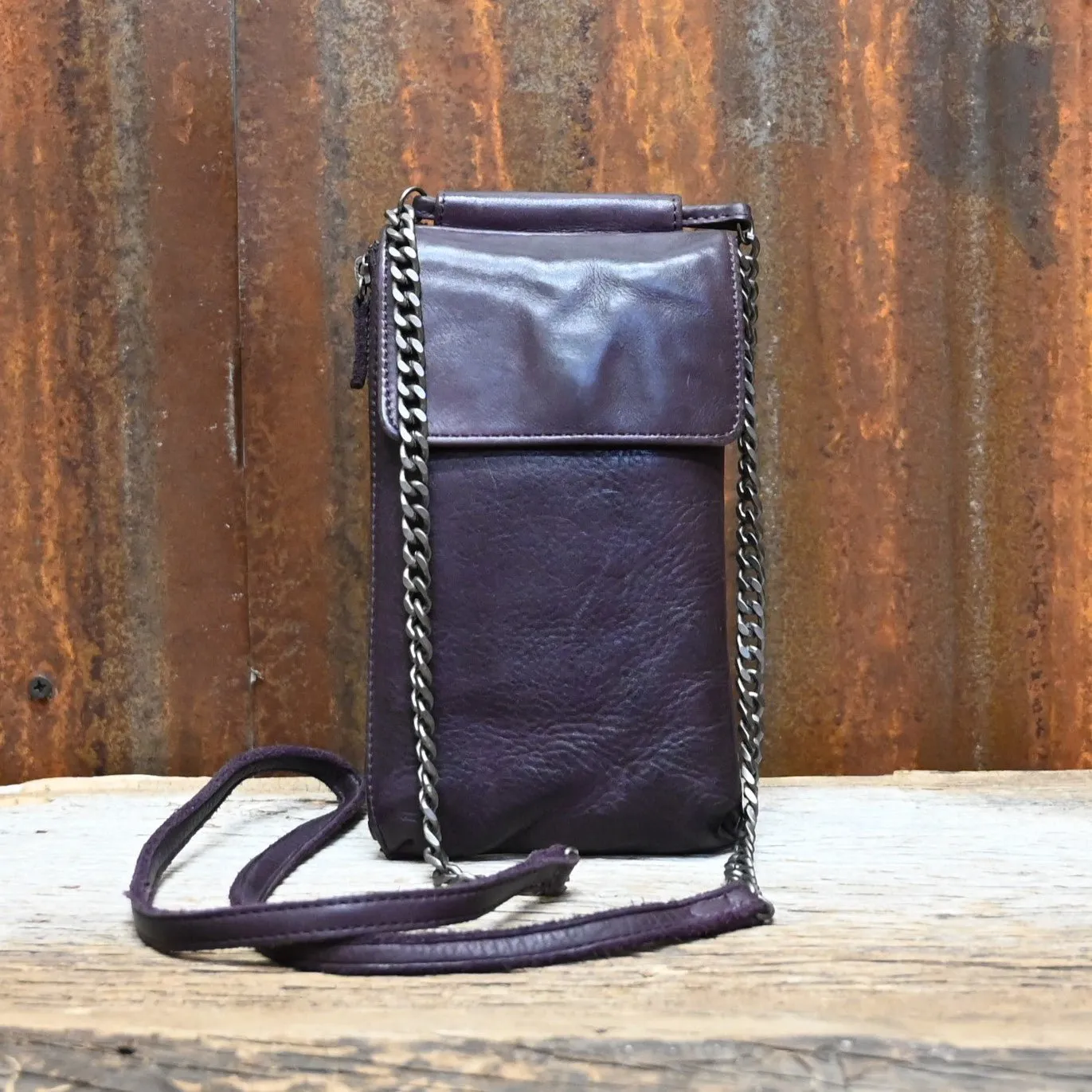 Latico Tati Small Crossbody in Aubergine with Chain Strap