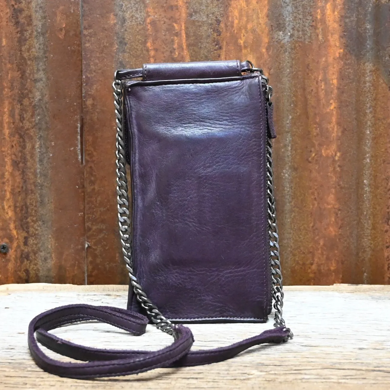 Latico Tati Small Crossbody in Aubergine with Chain Strap