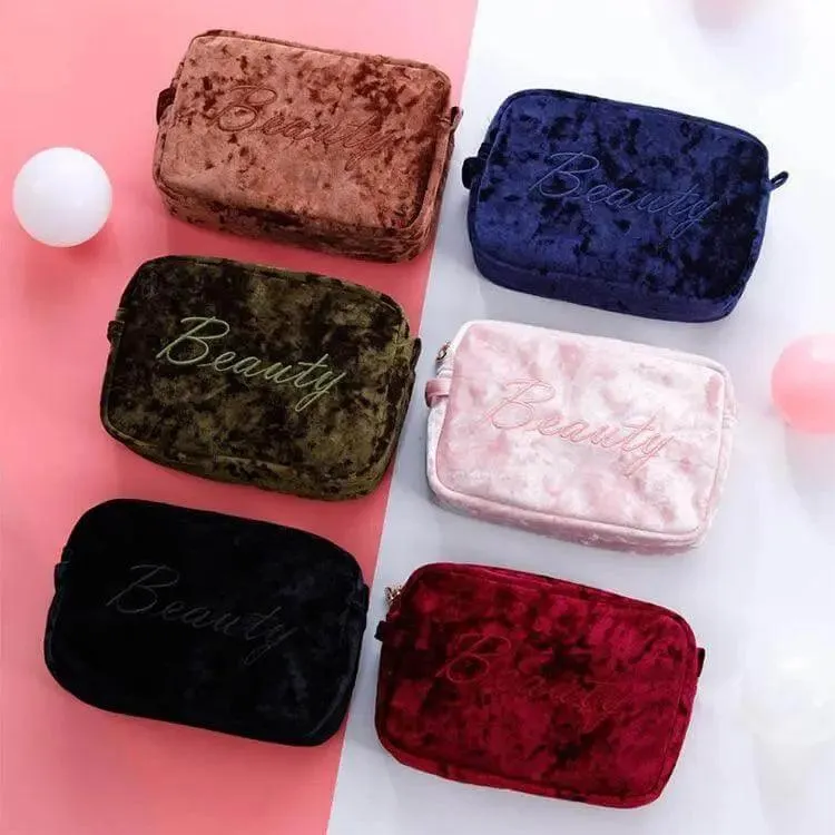 Luxury Velvet Makeup Bags Set