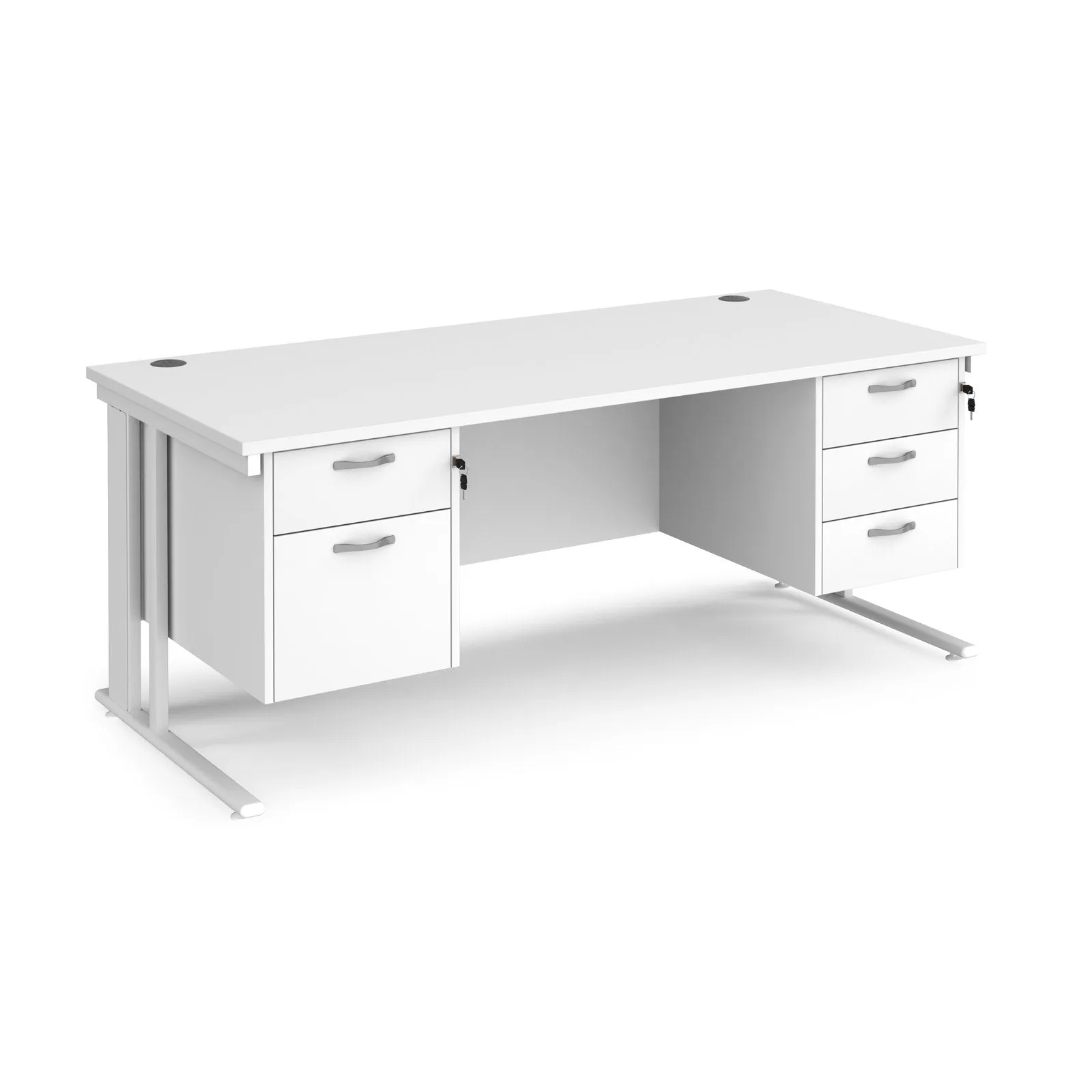 Maestro 25 cable managed 800mm deep desk with 2 & 3 drawer peds