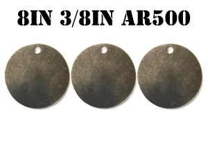 Magnum Target 8 in. AR500 Gong/Hanger Shooting Target - 3/8 Thk Pistol & Rifle Target - 3pc. Steel Target Set - H83AR500