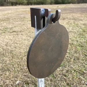 Magnum Target 8" Round Gong Steel Shooting Target 3/8" AR500 Range Hanger Plate w/ T-Post Hook - H81ETPH1AR500