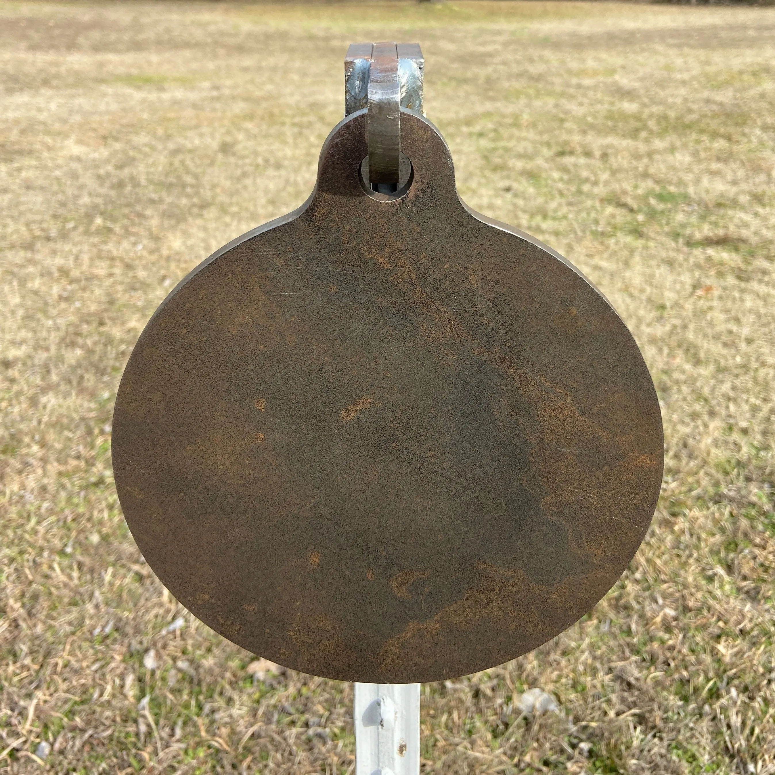 Magnum Target 8" Round Gong Steel Shooting Target 3/8" AR500 Range Hanger Plate w/ T-Post Hook - H81ETPH1AR500