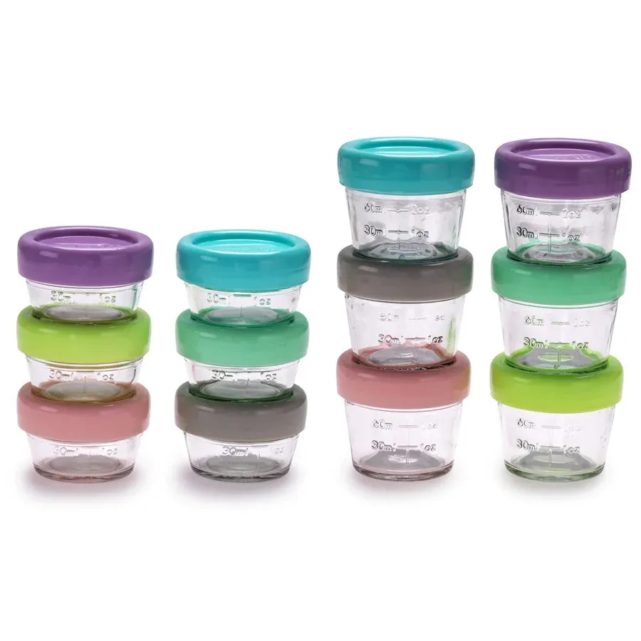 Melii Glass Food Storage Container 12 pcs set (6 x 4oz & 6 x 2oz)