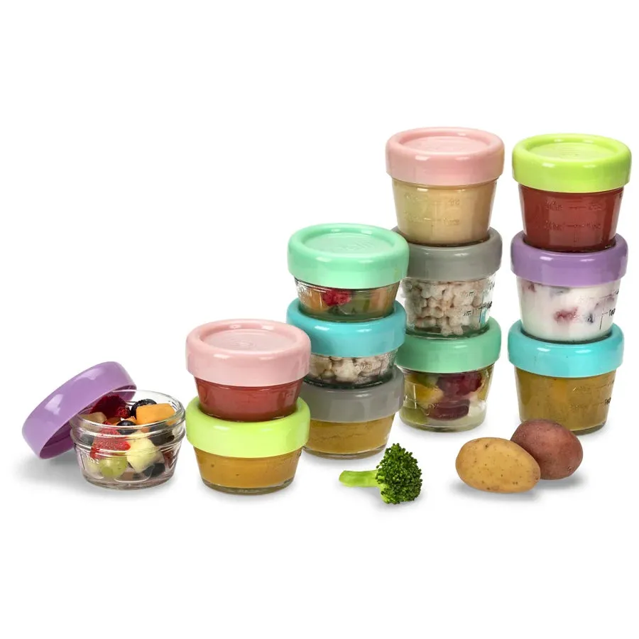 Melii Glass Food Storage Container 12 pcs set (6 x 4oz & 6 x 2oz)