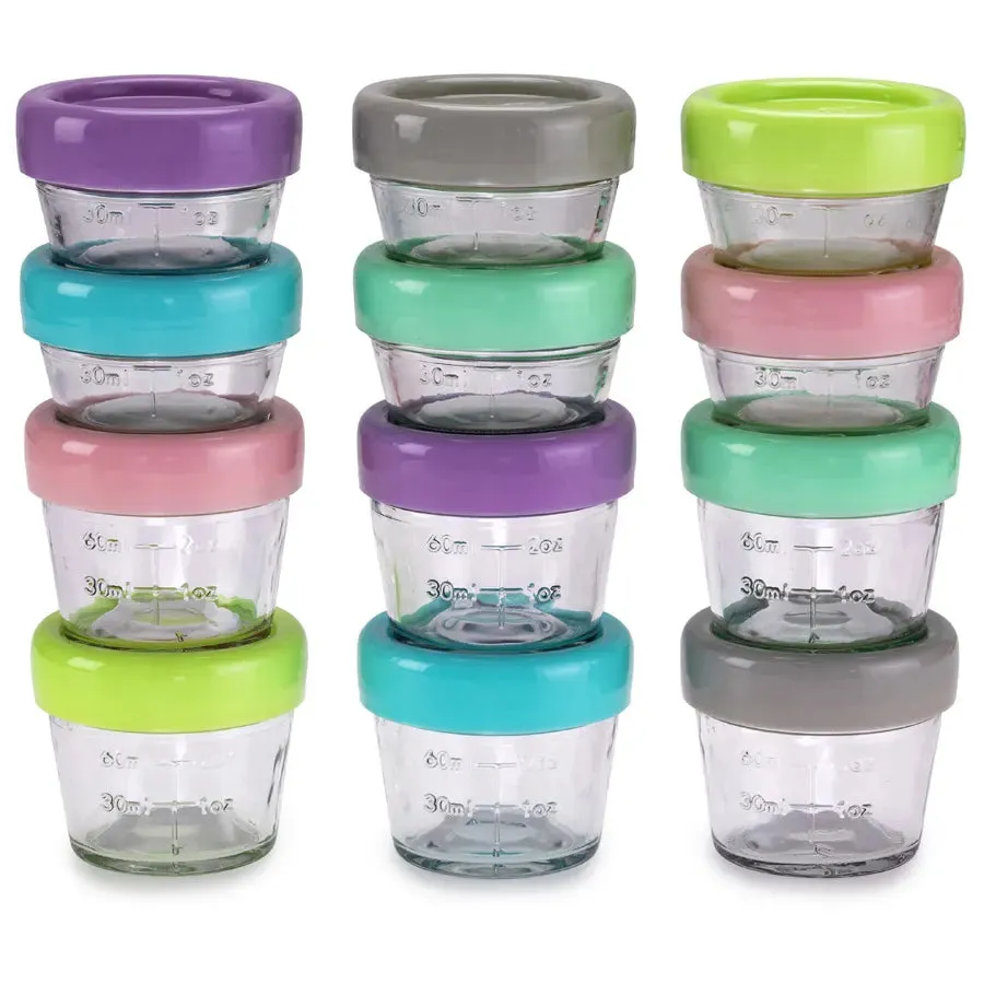 Melii Glass Food Storage Container 12 pcs set (6 x 4oz & 6 x 2oz)